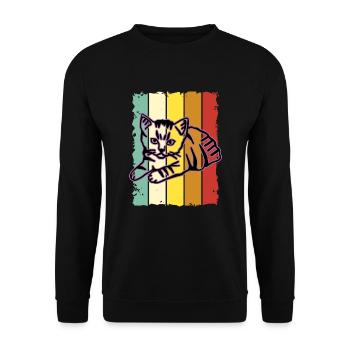 Chat graphique Retro Cat pour les propriétaires de chats - Sweat-shirt Unisexe - noir - Devant - Alina (178cm) & Michal (187cm)