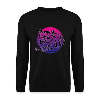 Retro Cat Graphic Cat for Cat Owners - Unisex Sweatshirt - black - Front - Alina (178cm) & Michal (187cm)