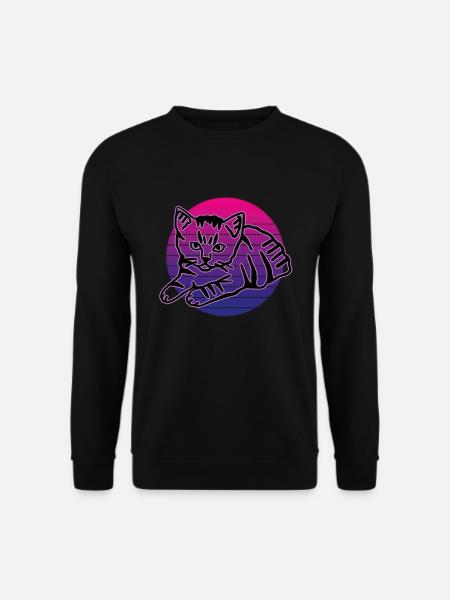 Retro Katze Grafik Katze für Katzenbesitzer - Unisex Pullover - Schwarz