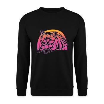 Retro Cat Graphic Cat for Cat Owners - Unisex Sweatshirt - black - Front - Alina (178cm) & Michal (187cm)