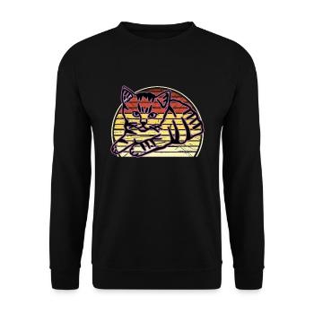 Chat graphique Retro Cat pour les propriétaires de chats - Sweat-shirt Unisexe - noir - Devant - Alina (178cm) & Michal (187cm)