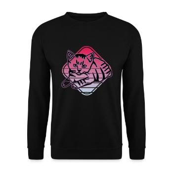 Chat graphique Retro Cat pour les propriétaires de chats - Sweat-shirt Unisexe - noir - Devant - Alina (178cm) & Michal (187cm)