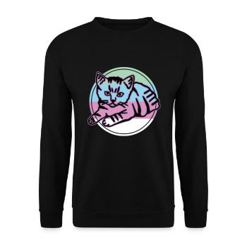Chat graphique Retro Cat pour les propriétaires de chats - Sweat-shirt Unisexe - noir - Devant - Alina (178cm) & Michal (187cm)