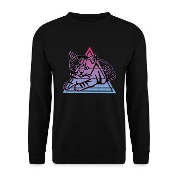 Chat graphique Retro Cat pour les propriétaires de chats - Sweat-shirt Unisexe - noir - Devant - Alina (178cm) & Michal (187cm)