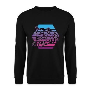 Chat graphique Retro Cat pour les propriétaires de chats - Sweat-shirt Unisexe - noir - Devant - Alina (178cm) & Michal (187cm)