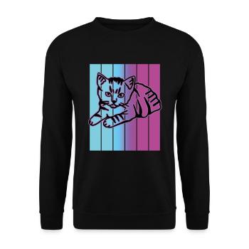 Retro Cat Graphic Cat for Cat Owners - Unisex Sweatshirt - black - Front - Alina (178cm) & Michal (187cm)