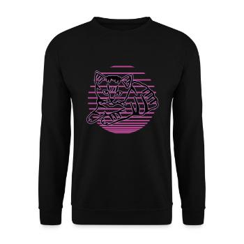 Chat graphique Retro Cat pour les propriétaires de chats - Sweat-shirt Unisexe - noir - Devant - Alina (178cm) & Michal (187cm)