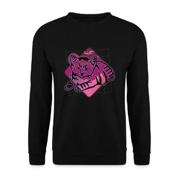 Chat graphique Retro Cat pour les propriétaires de chats - Sweat-shirt Unisexe - noir - Devant - Alina (178cm) & Michal (187cm)