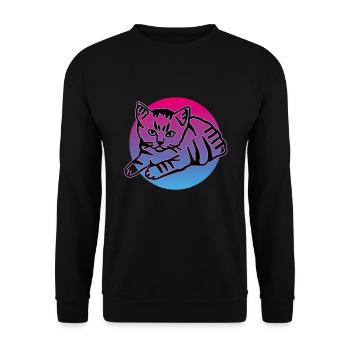 Chat graphique Retro Cat pour les propriétaires de chats - Sweat-shirt Unisexe - noir - Devant - Alina (178cm) & Michal (187cm)