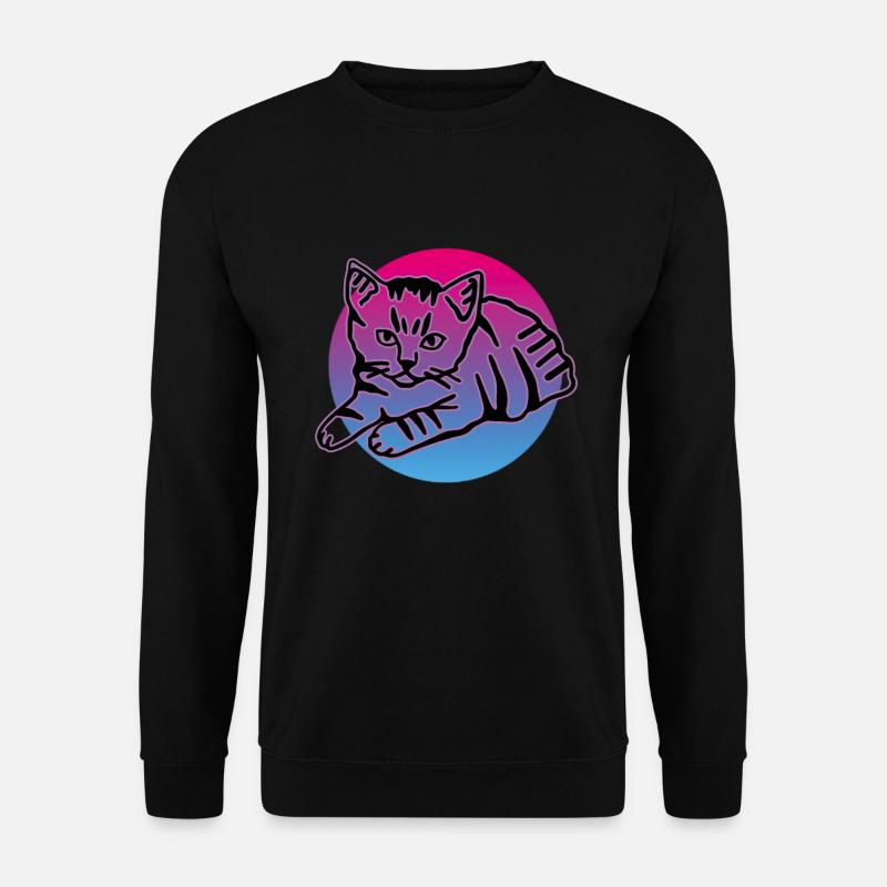 Retro Katze Grafik Katze für Katzenbesitzer - Unisex Pullover - Schwarz
