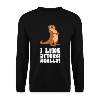 Niedliche Otter-Wortspiele Und Otter-Witze - Unisex Pullover - Schwarz - Vorne - Alina (178cm) & Michal (187cm)