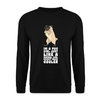 At A Pug Girl - Unisex Sweatshirt - black - Front - Alina (178cm) & Michal (187cm)