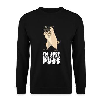 I'm Just Here For The Pugs - Unisex Sweatshirt - black - Front - Alina (178cm) & Michal (187cm)