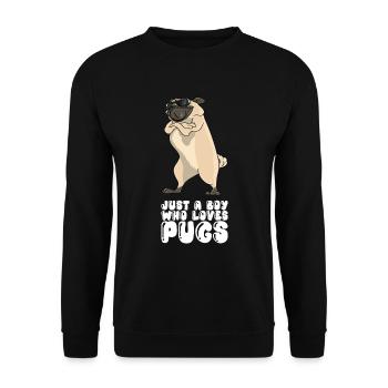 Just A Boy Who Loves Pugs - Unisex Sweatshirt - black - Front - Alina (178cm) & Michal (187cm)
