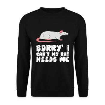 I can't, my rat needs me - Unisex Sweatshirt - black - Front - Alina (178cm) & Michal (187cm)