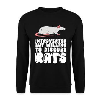Introvertiert Über Ratten Zu Sprechen - Unisex Pullover - Schwarz - Vorne - Alina (178cm) & Michal (187cm)