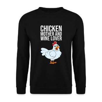 Mère de poulet et amateur de vin - Sweat-shirt Unisexe - noir - Devant - Alina (178cm) & Michal (187cm)