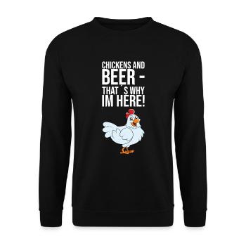 Poulets et bière, c’est pourquoi je suis ici - Sweat-shirt Unisexe - noir - Devant - Alina (178cm) & Michal (187cm)