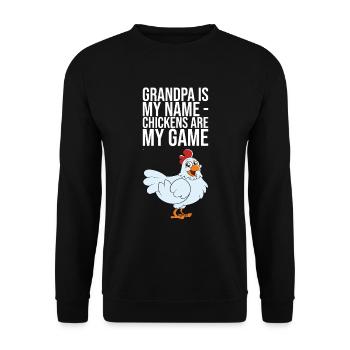 Grandpa Is My Name Chickens Are My Game - Unisex Sweatshirt - black - Front - Alina (178cm) & Michal (187cm)
