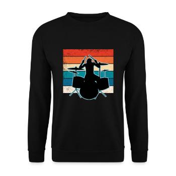 Schlagzeuger und Schlagzeug - Unisex Pullover - Schwarz - Vorne - Alina (178cm) & Michal (187cm)