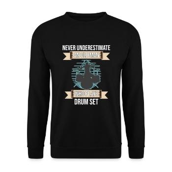 Ne sous-estimez jamais un vieil homme qui joue de la batterie - Sweat-shirt Unisexe - noir - Devant - Alina (178cm) & Michal (187cm)