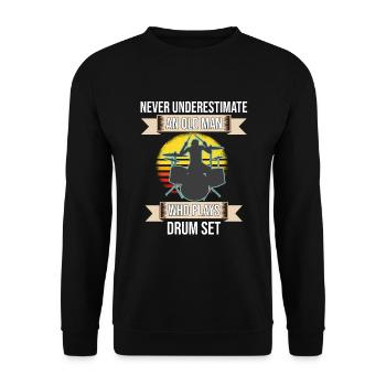 Ne sous-estimez jamais un vieil homme qui joue de la batterie - Sweat-shirt Unisexe - noir - Devant - Alina (178cm) & Michal (187cm)
