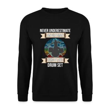Ne sous-estimez jamais un vieil homme qui joue de la batterie - Sweat-shirt Unisexe - noir - Devant - Alina (178cm) & Michal (187cm)