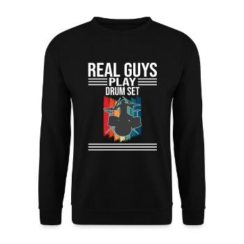 De vrais gars jouent au batteur de batterie - Sweat-shirt Unisexe - noir - Devant - Alina (178cm) & Michal (187cm)