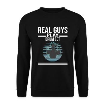 De vrais gars jouent au batteur de batterie - Sweat-shirt Unisexe - noir - Devant - Alina (178cm) & Michal (187cm)