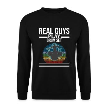 De vrais gars jouent au batteur de batterie - Sweat-shirt Unisexe - noir - Devant - Alina (178cm) & Michal (187cm)