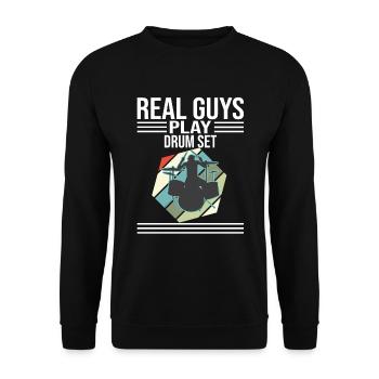De vrais gars jouent au batteur de batterie - Sweat-shirt Unisexe - noir - Devant - Alina (178cm) & Michal (187cm)