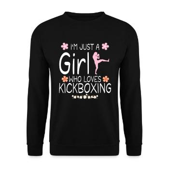 Ich bin nur ein Mädchen, das Kickboxen liebt - Unisex Pullover - Schwarz - Vorne - Alina (178cm) & Michal (187cm)