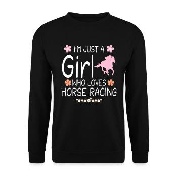 I m Just A Girl Who Loves Horse Racing - Sweat-shirt Unisexe - noir - Devant - Alina (178cm) & Michal (187cm)