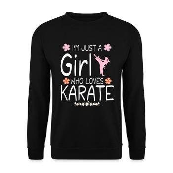 Ich bin nur ein Mädchen, das Karate liebt T-Shirt - Unisex Pullover - Schwarz - Vorne - Alina (178cm) & Michal (187cm)