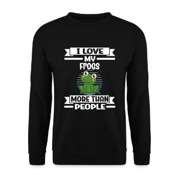 Grenouille J’aime mes grenouilles plus que les gens - Sweat-shirt Unisexe - noir - Devant - Alina (178cm) & Michal (187cm)