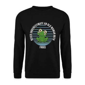 Frog Never Underestimate An Old Woman With Frogs - Unisex Sweatshirt - black - Front - Alina (178cm) & Michal (187cm)
