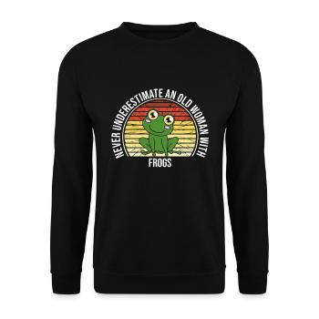 Frog Never Underestimate An Old Woman With Frogs - Unisex Sweatshirt - black - Front - Alina (178cm) & Michal (187cm)