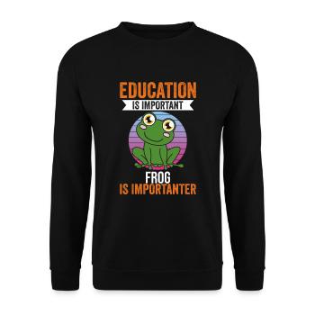 Frog Education Is Important Frog Is More Important - Unisex Sweatshirt - black - Front - Alina (178cm) & Michal (187cm)
