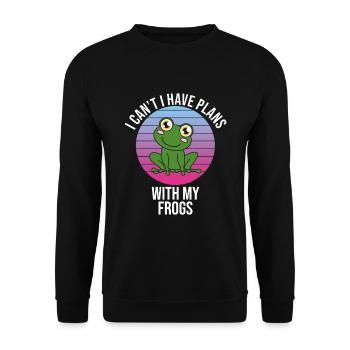 Grenouille Je ne peux pas J’ai des plans avec mes grenouilles - Sweat-shirt Unisexe - noir - Devant - Alina (178cm) & Michal (187cm)