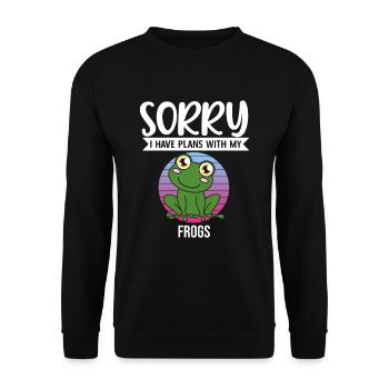 Frog Sorry I Have Plans With My Frogs - Unisex Sweatshirt - black - Front - Alina (178cm) & Michal (187cm)