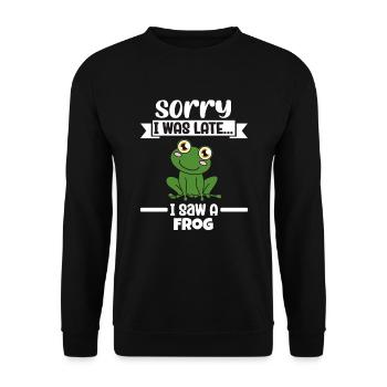 Frog Sorry I Was Late I Saw A Frog - Unisex Sweatshirt - black - Front - Alina (178cm) & Michal (187cm)