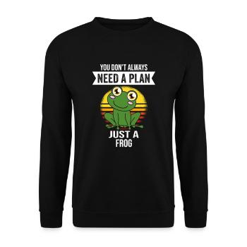 Frog Frog You Don't Need Always A Plan Just A Frog - Unisex Sweatshirt - black - Front - Alina (178cm) & Michal (187cm)