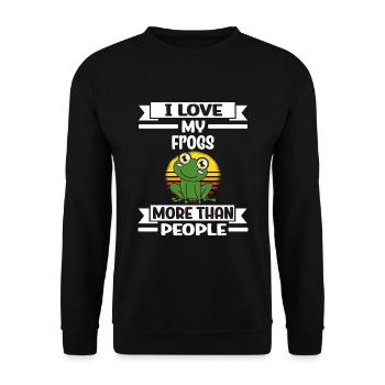 Grenouille J’aime mes grenouilles plus que les gens - Sweat-shirt Unisexe - noir - Devant - Alina (178cm) & Michal (187cm)