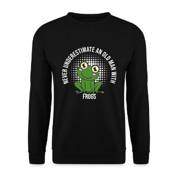 Grenouille ne sous-estime jamais un vieil homme avec des grenouilles - Sweat-shirt Unisexe - noir - Devant - Alina (178cm) & Michal (187cm)