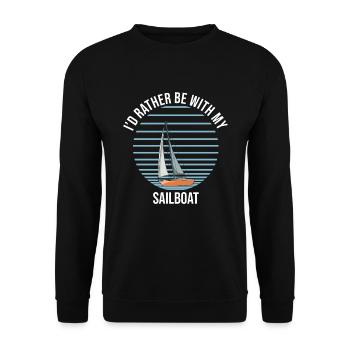 Sailboat I'd Rather Be With My Sailboat - Unisex Pullover - Schwarz - Vorne - Alina (178cm) & Michal (187cm)