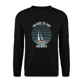 Sailboat I'm Here To Love Sailboats - Unisex Pullover - Schwarz - Vorne - Alina (178cm) & Michal (187cm)