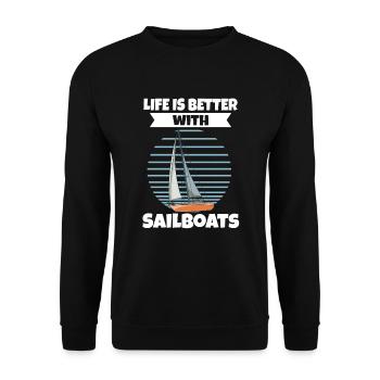 Sailboat Life Is Better With Sailboats - Unisex Pullover - Schwarz - Vorne - Alina (178cm) & Michal (187cm)