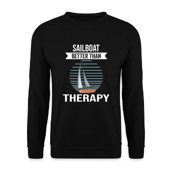 Sailboat Sailboat Better Then Therapie - Unisex Pullover - Schwarz - Vorne - Alina (178cm) & Michal (187cm)