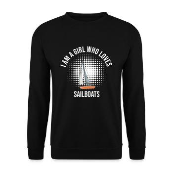 Sailboat I Am A Girl Who Loves Sailboats - Unisex Pullover - Schwarz - Vorne - Alina (178cm) & Michal (187cm)