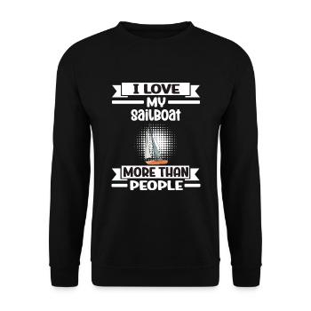 Sailboat I Love My Sailboat More Than People - Unisex Pullover - Schwarz - Vorne - Alina (178cm) & Michal (187cm)